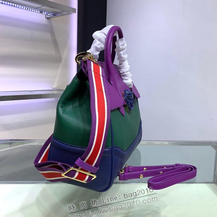 VERSACE女包 杜美莎頭像logo手袋 配色女手提包 大號 範思哲單肩斜挎包 1111  bfd1001